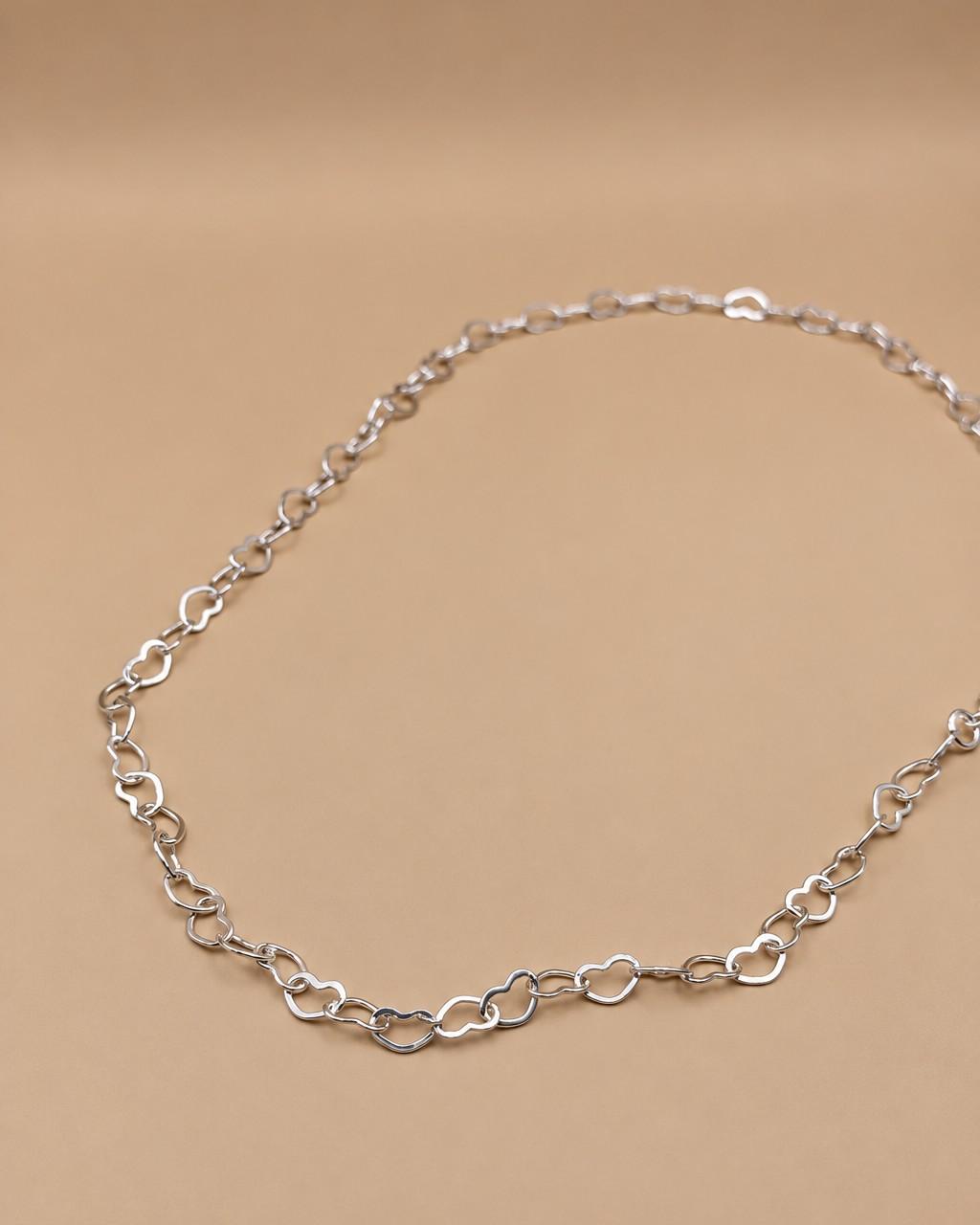 Colar Choker Elos Coração Banhado a Prata
