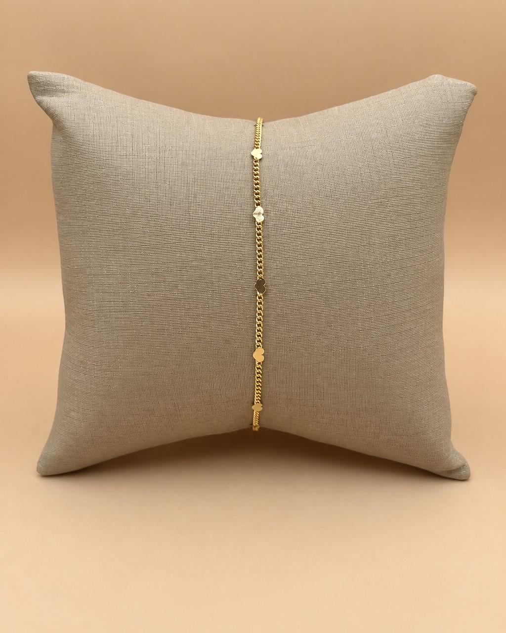 Pulseira Grumet Mini Corações Banhado a Ouro 18k